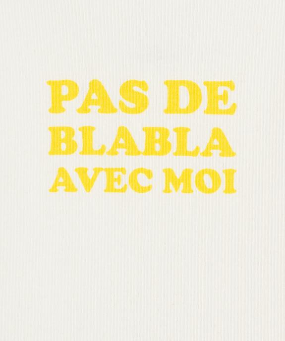 Débardeur à fines bretelles en maille côtelée avec message fille vue2 - GEMO 4G FILLE - GEMO