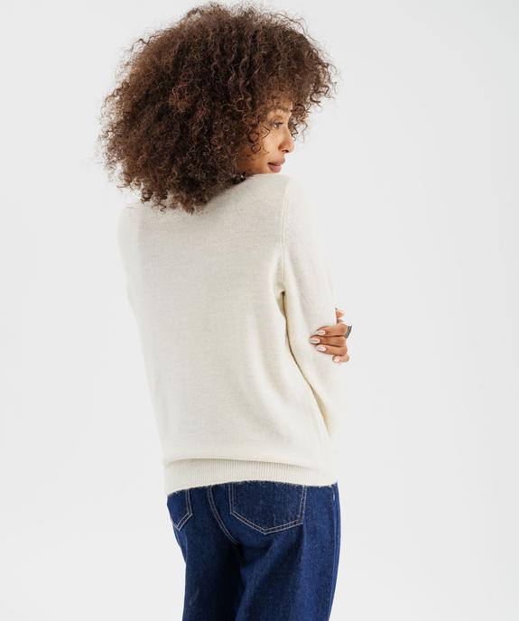 Pull en maille ajourée avec strass sur le col femme vue3 - GEMO(FEMME PAP) - GEMO