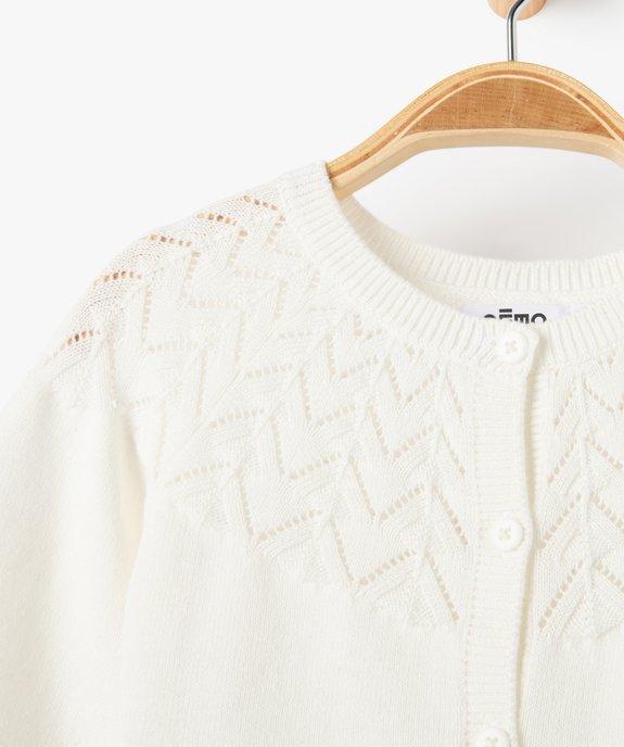 Gilet bébé fille en maille fantaisie vue2 - GEMO(BEBE DEBT) - GEMO