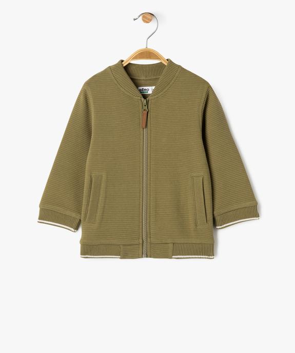 Sweat zippé effet rayé bébé garçon vue1 - GEMO(BEBE DEBT) - GEMO