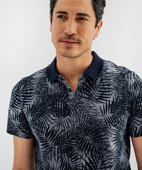 Polo manches courtes à motif feuillage homme vue2 - GEMO 4G HOMME - GEMO