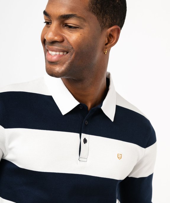 Polo à manches longues à larges rayures homme vue5 - GEMO (HOMME) - GEMO