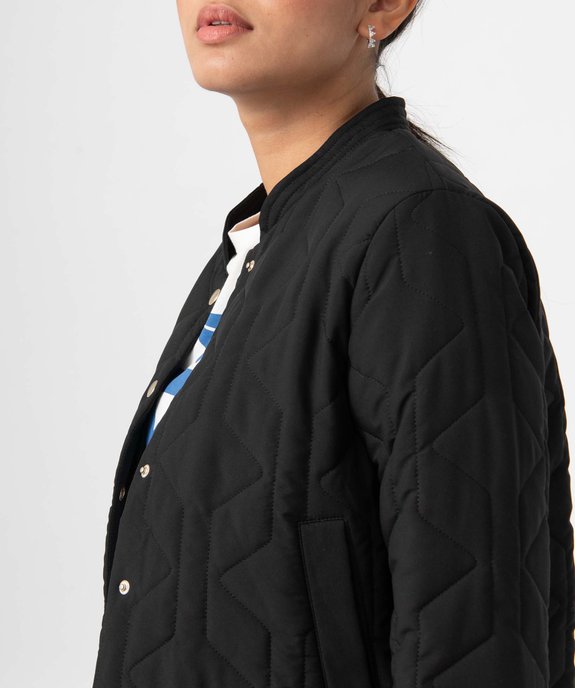 Blouson femme matelassé avec finitions bord-côte vue2 - GEMO 4G FEMME - GEMO