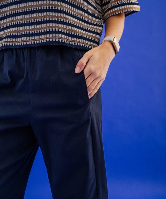 Pantalon barrel en coton stretch à taille élastiquée femme vue3 - GEMO(FEMME PAP) - GEMO