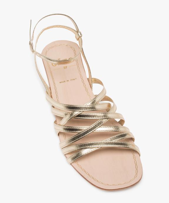 Sandales femme à talon plat et fines brides entrelacées dorées vue5 - GEMO (CASUAL) - GEMO