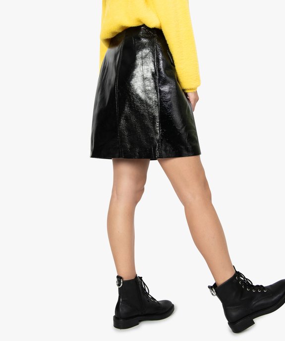 Jupe femme imitation cuir brillant avec fausses poches vue3 - GEMO(FEMME PAP) - GEMO