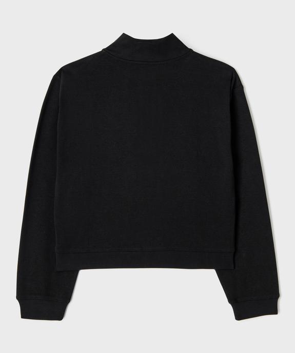 Sweat à col camionneur zippé coupe loose en maille extensible fille vue3 - GEMO 4G FILLE - GEMO