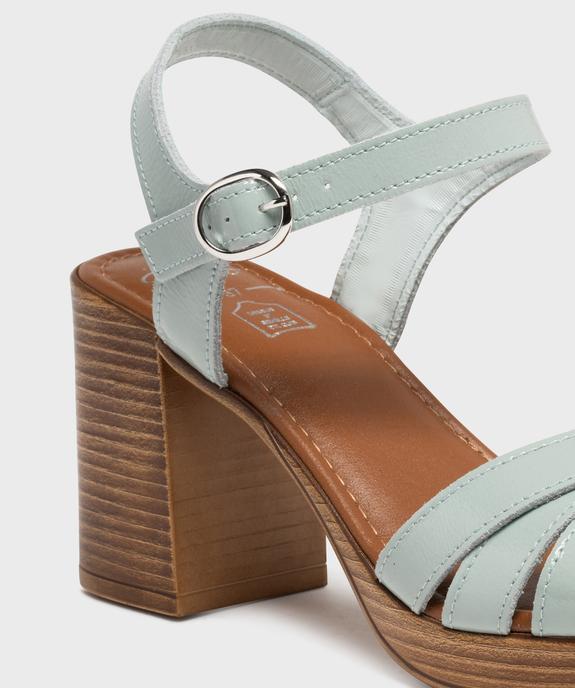 Sandales à talon haut en cuir verni avec brides croisées femme - Tanéo vue6 - TANEO - GEMO