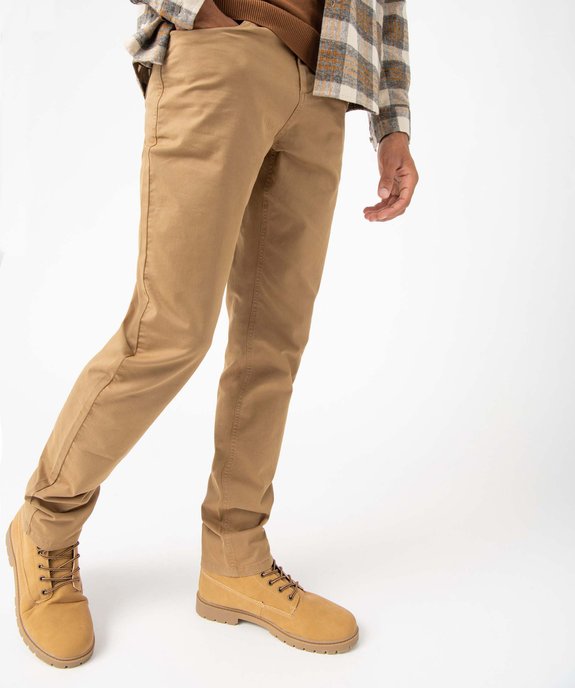 Pantalon homme slim uni en coton stretch vue1 - GEMO (HOMME) - GEMO