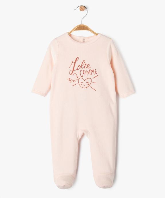 Pyjama en velours avec message sur le buste bébé vue1 - GEMO(BB COUCHE) - GEMO