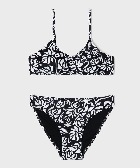 Maillot de bain 2 pièces à motifs fleuris fille vue1 - GEMO (JUNIOR) - GEMO