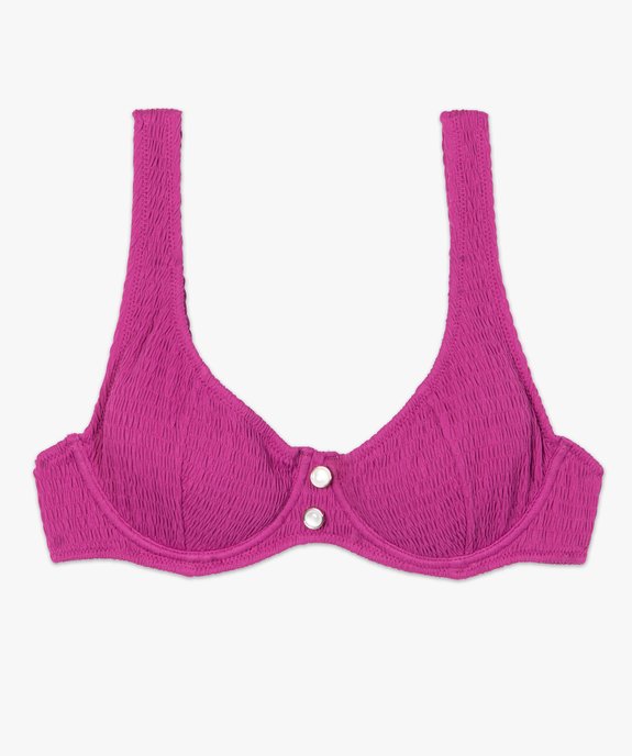 Haut de maillot de bain femme à armatures en maille gaufrée vue4 - GEMO (PLAGE) - GEMO