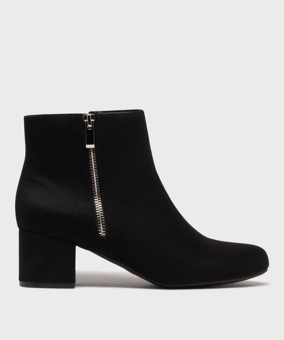 Boots femme à talon carré en suédine unie et zip décoratif vue7 - VALENTINA BALDA - GEMO