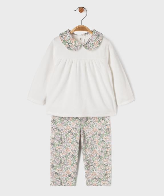 Pyjama en velours 2 pièces à col claudine bébé  vue1 - GEMO 4G BEBE - GEMO