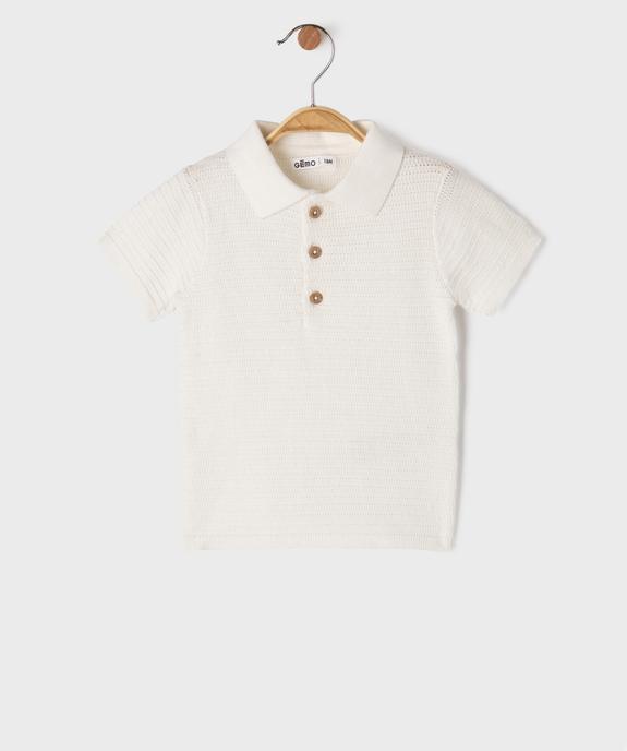 Polo manches courtes en maille fantaisie bébé garçon vue1 - GEMO(BEBE DEBT) - GEMO