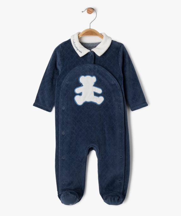 Pyjama en velours à col chemise bébé - LuluCastagnette vue1 - LULU CASTAGNETTE GEMO FOR GOOD - GEMO