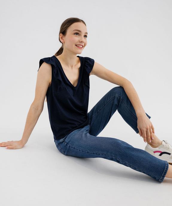 Tee-shirt sans manches pailleté et volanté femme vue1 - GEMO(FEMME PAP) - GEMO