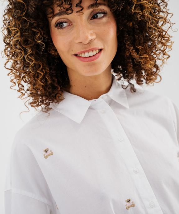 Chemise manches longues brodée ourson femme - LuluCastagnette vue2 - LULUCASTAGNETTE - GEMO