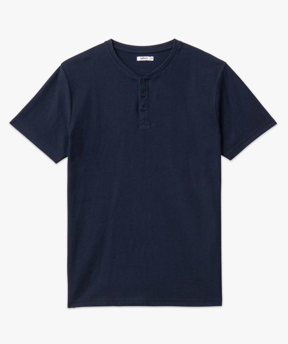 Tee-shirt homme col tunisien en maille texturée vue4 - GEMO (HOMME) - GEMO