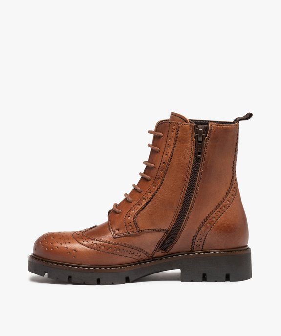 Boots fille crantées dessus cuir à bout golf - Tanéo vue4 - TANEO - GEMO