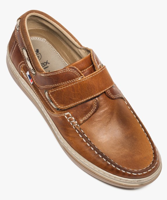 Chaussures bateau homme dessus cuir fermeture scratch vue5 - GEMO (CONFORT) - GEMO