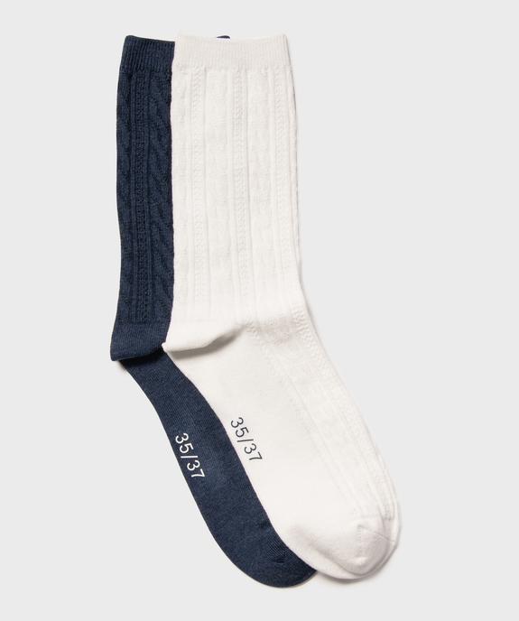 Chaussettes hautes en coton fin torsadé femme (lot de 2) vue1 - GEMO(HOMWR FEM) - GEMO