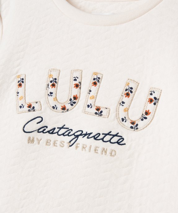Sweat matelassé fille avec broderie - LuluCastagnette vue3 - LULUCASTAGNETTE - GEMO