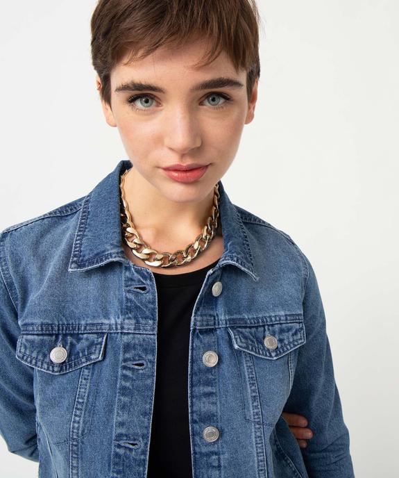 Veste en jean femme coupe droite vue6 - GEMO 4G FEMME - GEMO