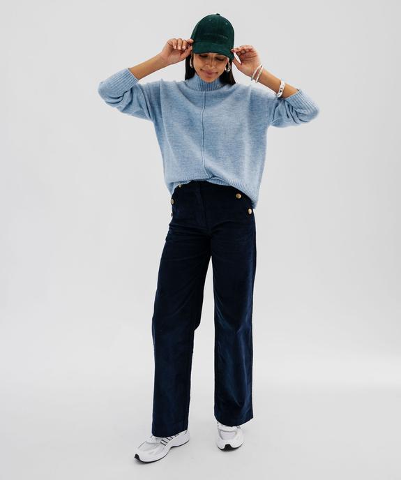 Pantalon large en velours côtelé à pont décoratif femme vue4 - GEMO(FEMME PAP) - GEMO