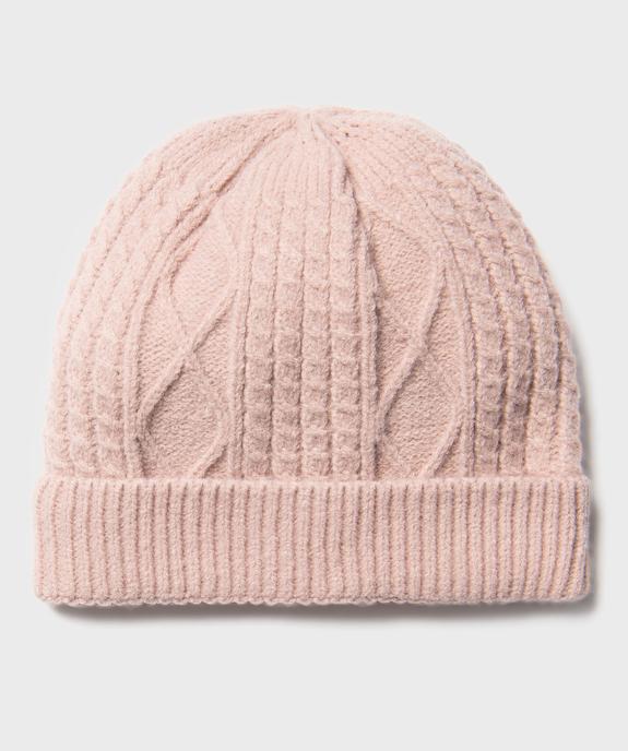 Bonnet en maille torsadée bébé fille vue1 - GEMO(BEBE DEBT) - GEMO