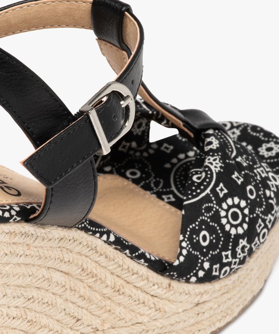 Sandales femme à talon compensé et bride drapée en tissu vue6 - GEMO(URBAIN) - GEMO