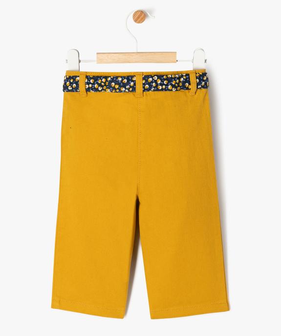 Pantalon large en twill de coton avec ceinture à nouer bébé fille vue3 - GEMO(BEBE DEBT) - GEMO