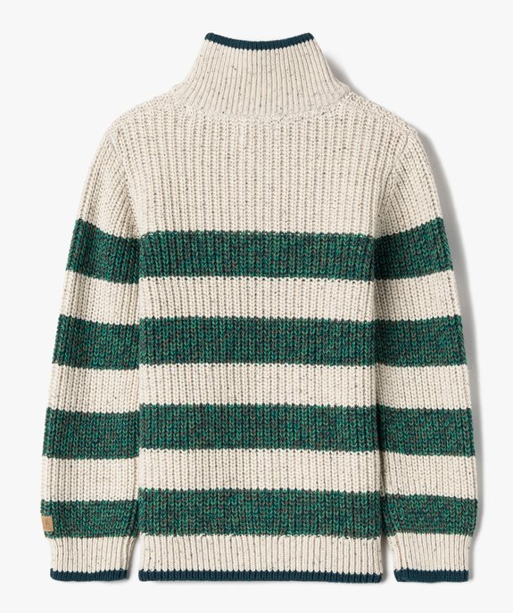Pull garçon rayé avec col camionneur zippé - LuluCastagnette vue3 - LULUCASTAGNETTE - GEMO