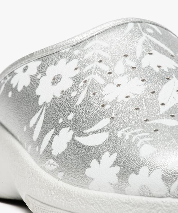 Sabots femme à motif fleurs et talon compensé - Cloggy vue6 - CLOGGY - GEMO