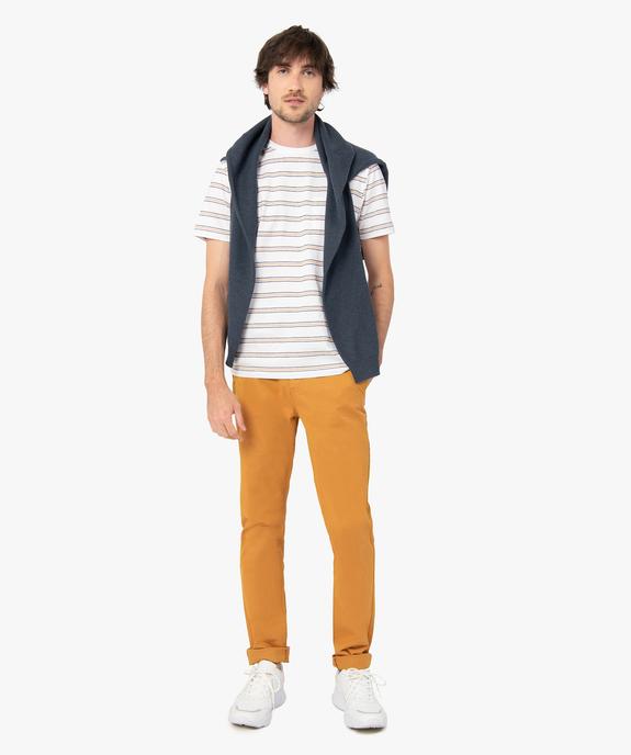 Pantalon chino en coton stretch coupe Slim homme vue5 - GEMO 4G HOMME - GEMO