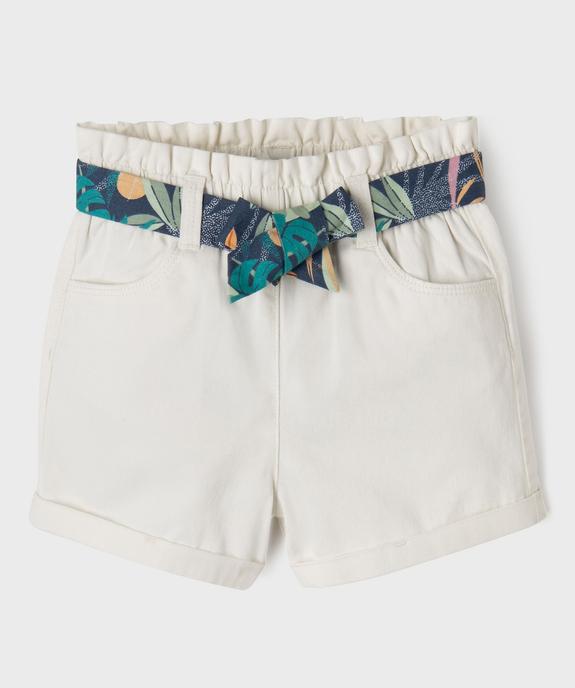 Short en coton taille haute avec ceinture à nouer fille vue5 - GEMO (ENFANT) - GEMO