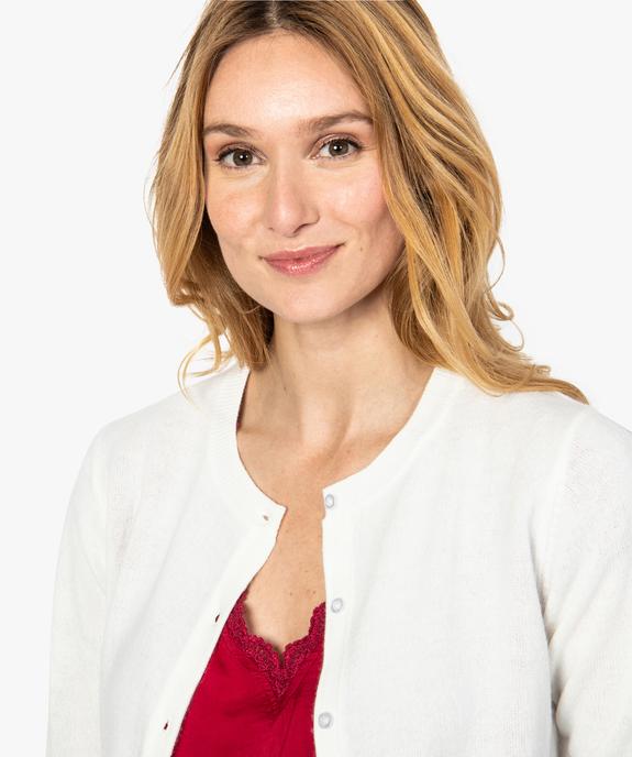 Gilet femme boutonné coupe classique et col rond vue2 - GEMO (MAILLE) - GEMO