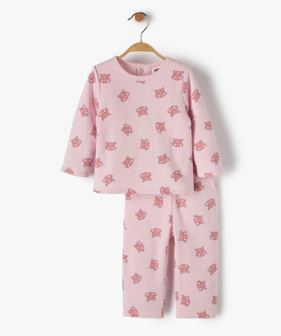 Pyjama bébé fille 2 pièces imprimé chats vue1 - GEMO(BB COUCHE) - GEMO