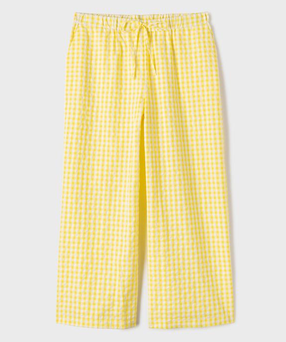 Pantalon en toile de coton gaufré à carreaux vichy femme grande taille vue1 - GEMO (G TAILLE) - GEMO