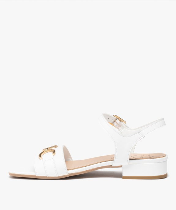 Nu-pieds femme unis à talon plat et bride à chaîne  vue3 - TANEO - GEMO