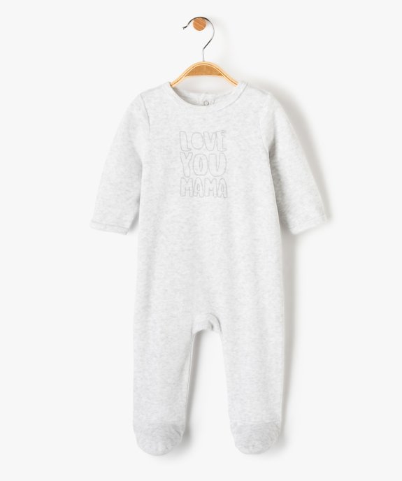 Pyjama bébé en velours à message vue1 - PREMIER PRIX BY GEMO - GEMO