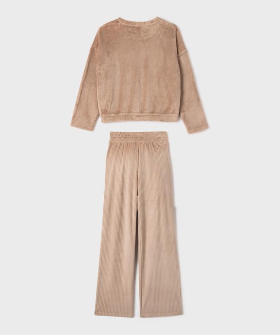 Pyjama en maille peluche et velours fille vue6 - GEMO (JUNIOR) - GEMO