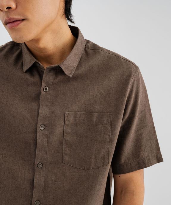 Chemise à manches courtes en lin et coton coupe regular homme vue5 - GEMO 4G HOMME - GEMO