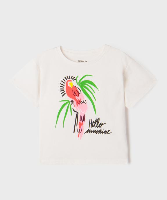 Tee-shirt manches courtes oversize avec motif fluo fille vue1 - GEMO (ENFANT) - GEMO