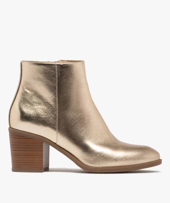 Boots femme à talon carré avec zip effet métallisé vue2 - GEMO 4G FEMME - GEMO