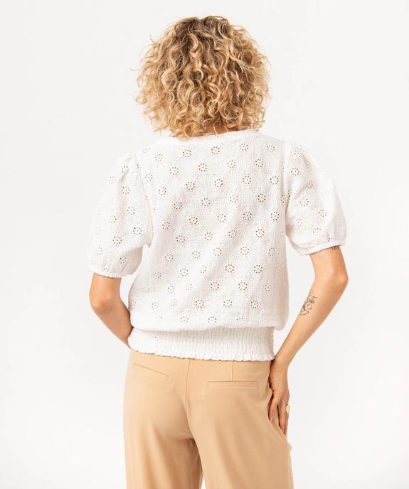 Tee-shirt à manches courtes en maille ajourée femme vue3 - GEMO(FEMME PAP) - GEMO