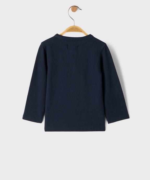 Tee-shirt manches longues en maille nid d’abeille bébé garçon vue3 - GEMO 4G BEBE - GEMO