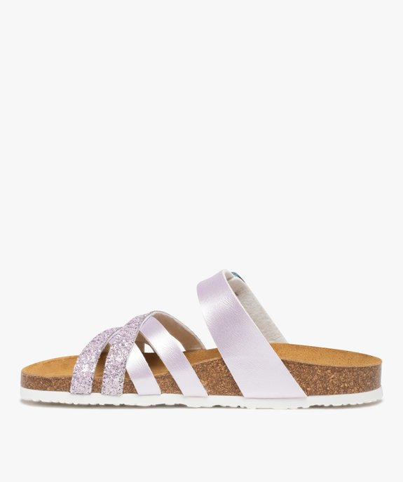 Mules femme plates à brides métallisées et pailletées vue3 - GEMO (CASUAL) - GEMO