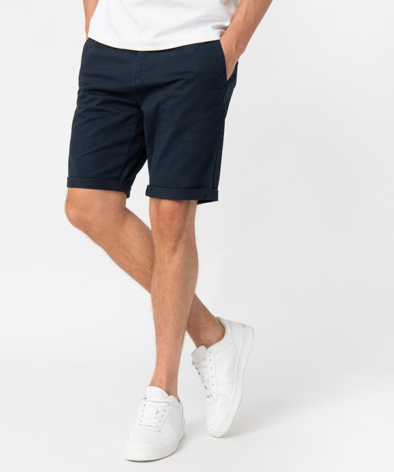 Bermuda homme en toile extensible 5 poches coupe chino vue1 - GEMO (HOMME) - GEMO