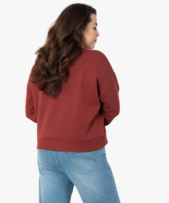 Sweat femme grande taille court avec message brodé vue3 - GEMO (G TAILLE) - GEMO